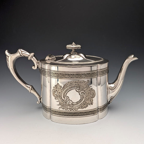 1900年頃 英国アンティーク シルバープレート製 ドラム型ティーポット James Dixon&Son